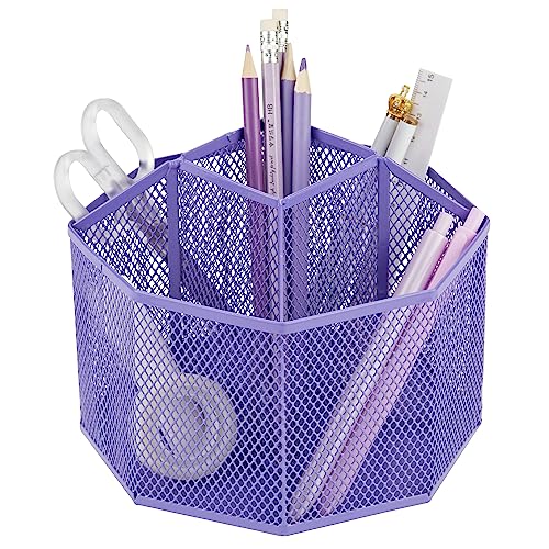 Annova Schreibtisch-Organizer aus Netzstoff, drehbar, mit 5 Fächern, für Süßigkeiten/Stifte, Büro, Kunstbedarf, Aufbewahrung, Klassenzimmer, Zuhause (Purple) von Annova