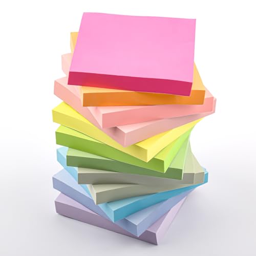 Annvchi Haftnotizen,76 mm x 76 mm,12 Farben,100 Blatt pro Farbe,Sticky Notes,Klebezettel,Einfach zu Schreiben und Aufzukleben,Wiederverwendbar,Geeignet für Zuhause, Schule und Büro von Annvchi