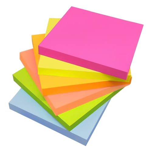 Annvchi Haftnotizen, 76 mm x 76 mm, 6 Farben, 100 Blatt pro Farbe, Sticky Notes, Klebezettel, Einfach zu Schreiben und Aufzukleben, Wiederverwendbar, Geeignet für Zuhause, Schule und Büro von Annvchi