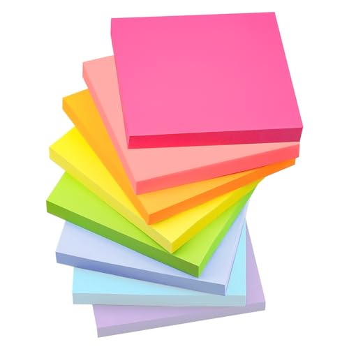 Annvchi Haftnotizen,76 mm x 76 mm,8 Farben,100 Blatt pro Farbe,Sticky Notes,Klebezettel,Einfach zu Schreiben und Aufzukleben,Wiederverwendbar,Geeignet für Zuhause, Schule und Büro von Annvchi