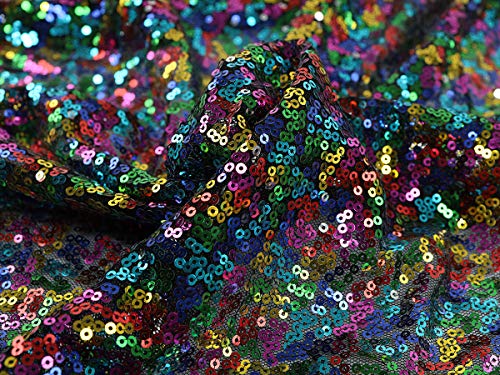 AnnyCraft Glitzernder Paillettenstoff mit Stickerei, funkelndes Material für Kleidung, Party, Veranstaltungen, Meterware (mehrfarbig) von AnnyCraft