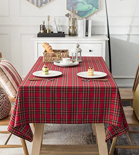 Tischdecke rot kariert Tischdecke Polyester Rechteck kariert Tischdecken schottischen Tartan Plaid Tischdecke für Dinner, Silvester, Esszimmer(140 x 200 cm) von Anoudon