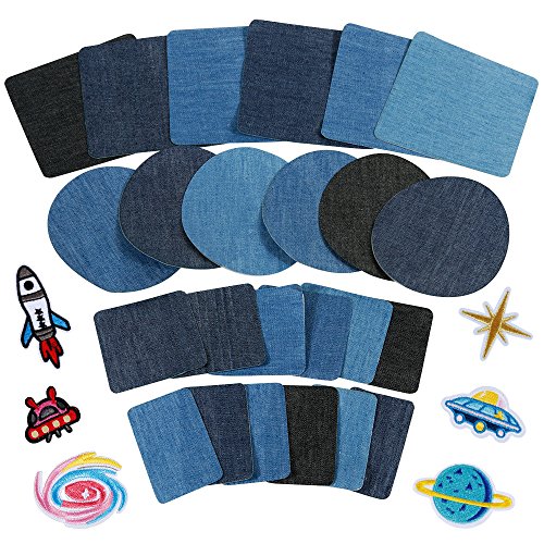 Anpro 30 Stück Patches, 24 Stück Jeans-Patches, blau, oval, aus Stoff, 6 Stück, zum Aufbügeln, für T-Shirt, Jeans, Taschen, Rock, Reparatur von Kindern und Erwachsenen, 3 Farben von Anpro