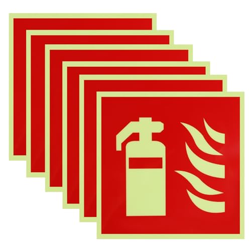 6 Stück Feuerlöscher Schild, Selbstklebendes Schild Feuerlöscher, Nachleuchtend PVC Feuerlöscher Hinweisschild, Starker Kleber, Hochwertiges Sicherheitszeichen für Innen- und Außenbereich (14.5cm) von Anrbb