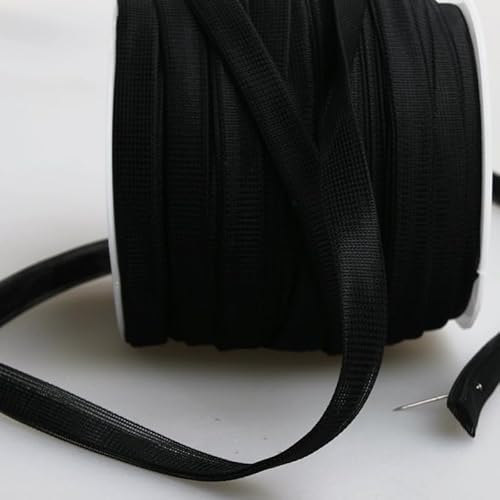 Doppelt gefaltetes Netzband, 45 m, Premium-Polyester-Stoffband für BH, DIY & Herstellung, Nähzubehör, Hochzeit, handgefertigte Kleidung (schwarz) von Anrookie