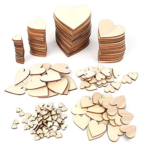 Anruyi 600 Stück Herz Holz Scheiben Holzherzen Streudeko Holz Herzform Naturholzscheiben zum Basteln Unlackiert Holzherzen Verzierungen für Tischdeko DIY Hochzeit (4 Größen: 1cm 2cm 3cm 4cm) von Anruyi