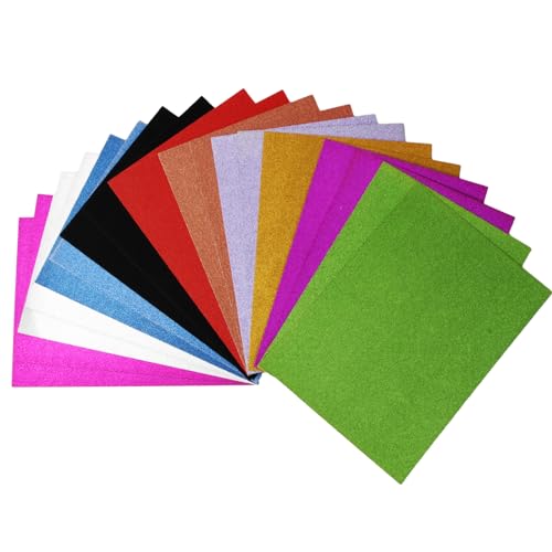 Anseom 250g Glitzerpapier zum Basteln, 10 Farben Bögen Glitzer Moosgummi 20 Blatt A4 Bunt Glitzer Papier, Schaumgummi Basteln Glitzerfolie Selbstklebend für Damen zum Laufen, Wandern Scrapbooking von Anseom