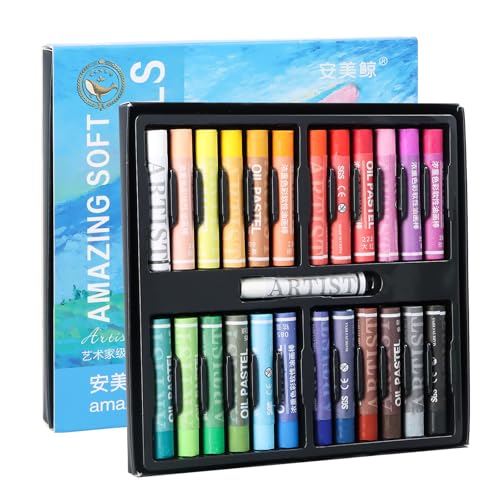 Anseom Oil Pastels, 25er Brillante Ölpastellkreide Vielseitige Kunstpastellkreiden Pastell Ölpastellkreide, Helle Farben Ölpastellkreide Art Supplies Ideal für Künstler Hobbymaler Kinder Schule von Anseom