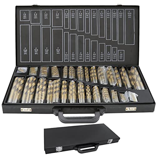 Ansobea Metallbohrer Set,230 Teiliges Metallbohrersortiment HSS geschliffen,Ø 1-13mm Spiralbohrer Satz Profi-Steinbohrersatz Bohrer Set von Ansobea