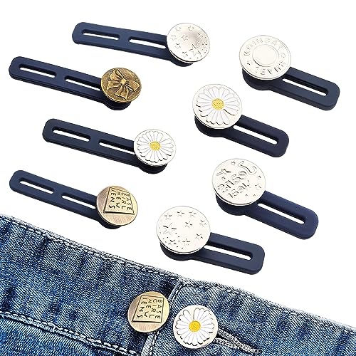 Ansodo 8 Stück Hosenbunderweiterung,hosenknopf vererweitern,Metall Knopf Jeans Einziehbare Knöpfe,für Jeans, Hose, Anzughose, Rock, Hosenerweiterung von Ansodo