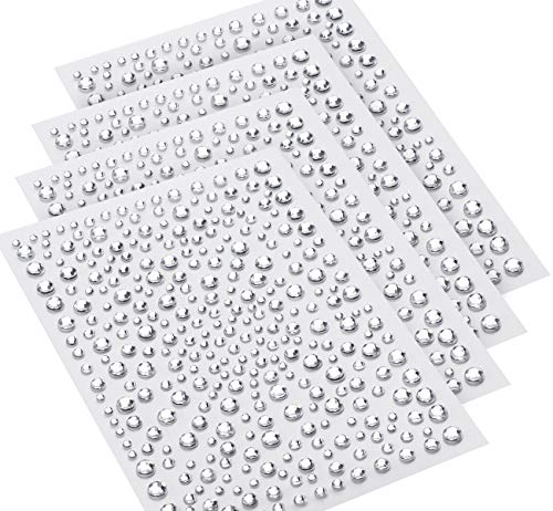 Anstore 4 Blatt Glitzersteine Selbstklebend Strasssteine Strass Aufkleber Glitzer für DIY Fingernagel Handy-Kleidung Dekorationen, Klar, 1300 Stück von Anstore