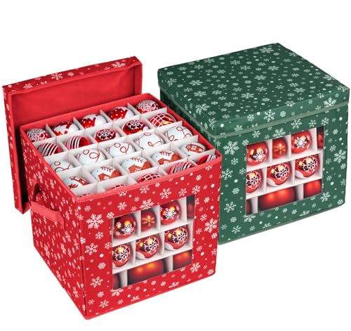 Anstore Aufbewahrungsbox Kombinationsmodell für Weihnachtskugeln, Sortierbox für Christbaumkugeln Weihnachtsschmuck mit Unterteiler Rote und Grüne von Anstore