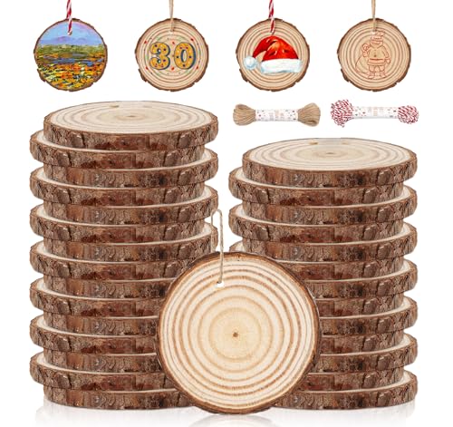 Anstore Holzscheiben 100 Stück (6-7 cm) mit Loch - Natürliche Baumscheiben, 5mm dick - Für DIY, Deko & kreative Projekte von Anstore