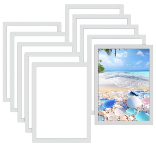 Anstore Magnetrahmen A4 Set – 10 Selbstklebende Magnetische Bilderrahmen für Fotos, Kunstwerke und Diamond Paintings, Kratzfest und Leicht Austauschbar – Ideal für DIN A4 Formate, Silber von Anstore