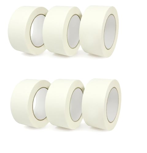 AntDau71® Klebeband für Maskierung Standard 50 mm, Packung mit 6 Rollen, Papierband, rückstandsloses Entfernen für 2 Tage, ohne Lösungsmittel. (50 mm x 25 m) von AntDau71