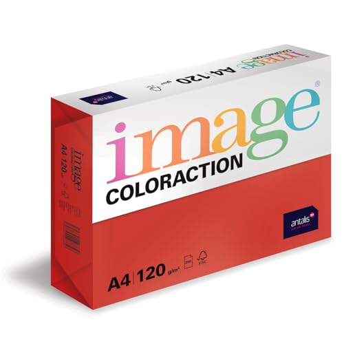 Image Coloraction Chile - farbiges Kopierpapier - DIN A4, 210 x 297 mm, 120 g/m² - buntes, holzfreies Druckerpapier für Kopierer - 250 Blatt - Rot von Image Coloraction