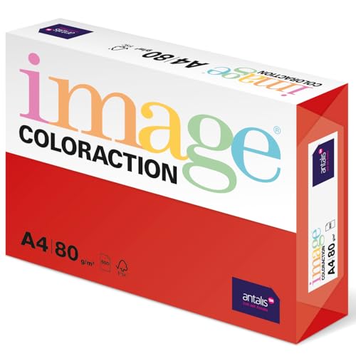 Image Coloraction Chile - farbiges Kopierpapier - DIN A4, 210 x 297 mm, 80 g/m² - buntes, holzfreies Druckerpapier für Kopierer - 500 Blatt - Rot von IMAGE