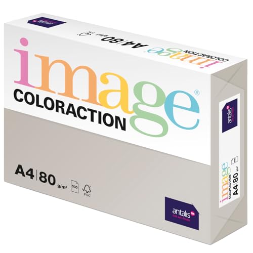 Image Coloraction Iceland - farbiges Kopierpapier - DIN A4, 210 x 297 mm, 80 g/m² - buntes, holzfreies Druckerpapier für Kopierer - 500 Blatt - Grau von IMAGE