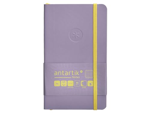 Antartik Notizblock mit Gummiband, weißer Deckel, A6, kariert, Violett und Gelb, 100 Blatt, 80 g, FSC von Antartik