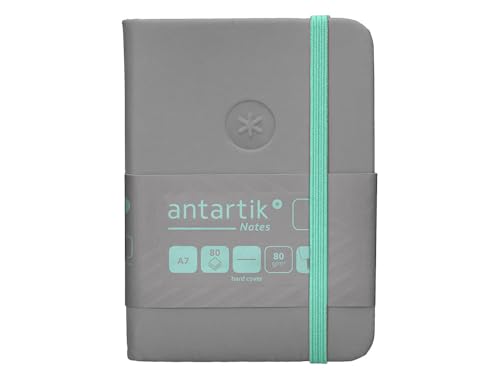 Antartik Notizbuch mit Gummiband, Hardcover, A7, glatt, grau und türkis, 80 Blatt, 80 g, FSC. von Antartik