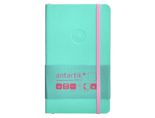 Antartik Notizbuch mit Gummiband, weißer Deckel, A6, glatte Blätter, rosa und türkis, 100 Blatt, 80 g, FSC von Antartik