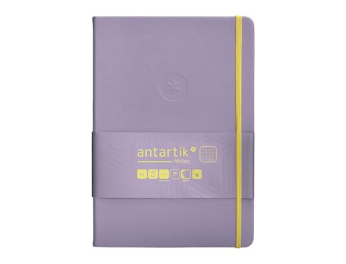 Antartik Notizheft mit Gummiband, A5 Blatt, kariert, Violett und Gelb, 100 Blatt, 80 g, FSC von Antartik