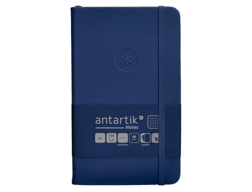 Antartik Notizheft mit Gummiband, Hardcover, A6, Blatt, kariert, Marineblau, 100 Blatt, 80 g, FSC von Antartik