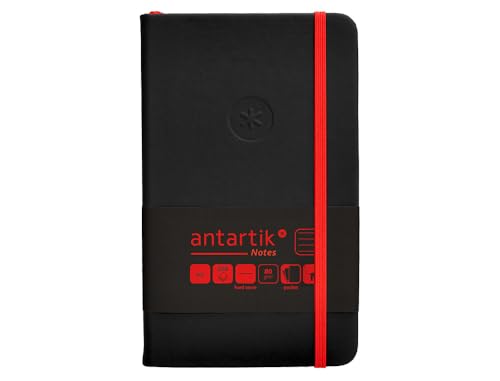 Antartik Notizheft mit Gummiband, Hardcover, A6, liniert, schwarz und rot, 100 Blatt, 80 g, FSC von Antartik