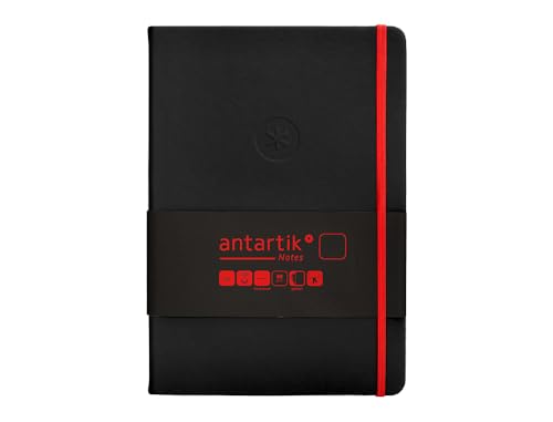 Antartik Notizheft mit Gummiband, fester Einband, A5, glatt, schwarz und rot, 100 Blatt, 80 g, FSC von Antartik