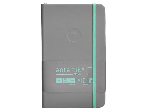 Antartik Notizheft mit Gummiband, fester Einband, A6, glatte Blätter, grau und türkis, 100 Blatt, 80 g, FSC von Antartik