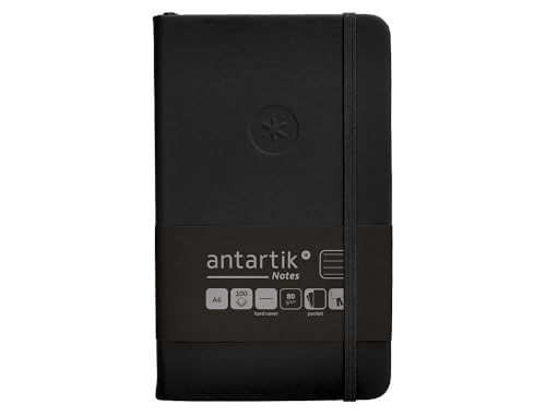 Antartik Notizheft mit Gummiband, fester Einband, A6, schwarze Streifen, 100 Blatt, 80 g, FSC von Antartik