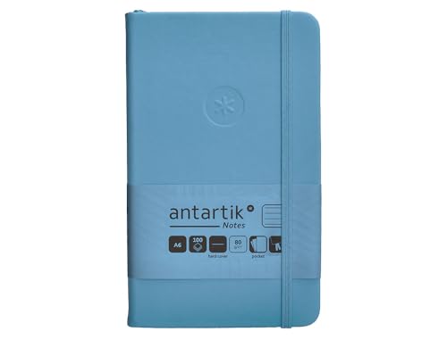 Antartik Notizheft mit Gummiband, fester Einband, A6 Blatt, gestreift, Hellblau, 100 Blatt, 80 g, FSC von Antartik