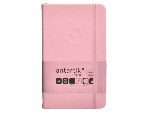 Antartik Notizheft mit Gummiband, fester Einband, A6 Blatt, gestreift, Pastellrosa, 100 Blatt, 80 g, FSC von Antartik