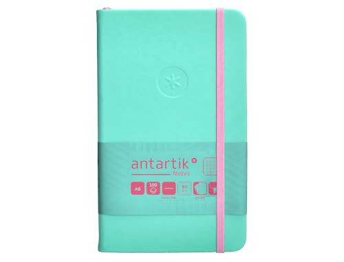 Antartik Notizheft mit Gummiband, fester Einband, A6 Blatt, kariert, Rosa und Türkis, 100 Blatt, 80 g, FSC von Antartik