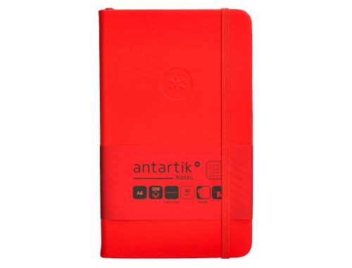 Antartik Notizheft mit Gummiband, fester Einband, A6 Blatt, kariert, Rot, 100 Blatt, 80 g, FSC von Antartik