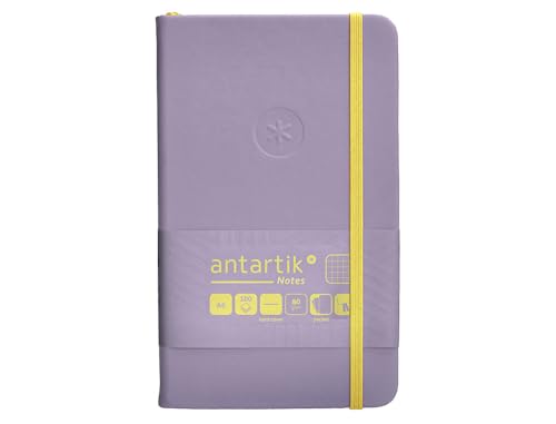 Antartik Notizheft mit Gummiband, fester Einband, A6 Blatt, kariert, Violett und Gelb, 100 Blatt, 80 g, FSC von Antartik