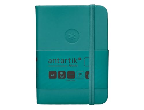 Antartik Notizheft mit Gummiband, fester Einband, A7, glatte Blätter, Aquamaringrün, 80 Blatt, 80 g, FSC von Antartik