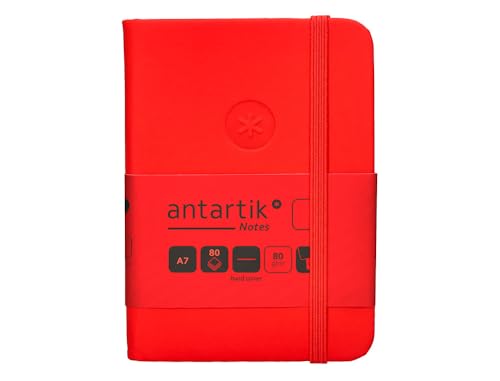 Antartik Notizheft mit Gummiband, fester Einband, A7, glatte Blätter, Rot, 80 Blatt, 80 g, FSC von Antartik