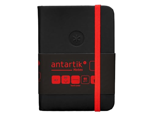 Antartik Notizheft mit Gummiband, fester Einband, A7, glatte Blätter, Schwarz und Rot, 80 Blatt, 80 g, FSC von Antartik