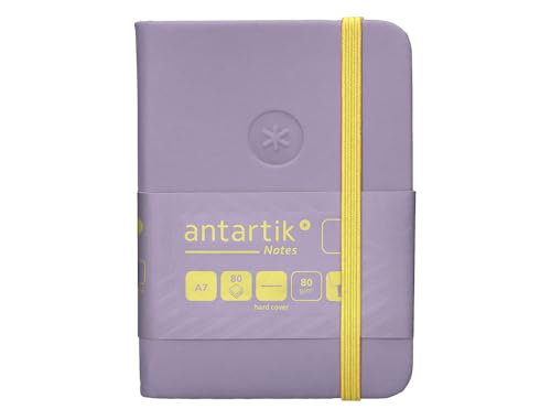 Antartik Notizheft mit Gummiband, fester Einband, A7, glatte Blätter, Violett und Gelb, 80 Blatt, 80 g, FSC von Antartik