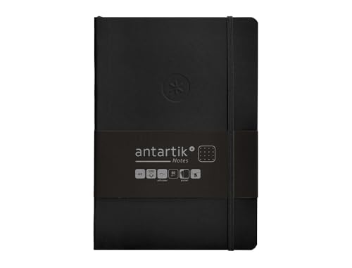 Antartik Notizheft mit Gummiband, weißer Deckel, A5 Blatt, Punkte, Schwarz, 80 Blatt, 80 g, FSC von Antartik