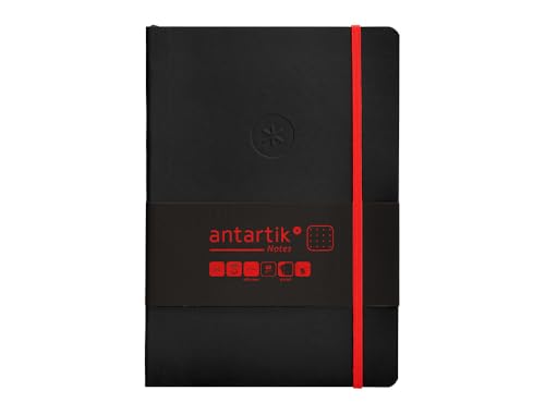 Antartik Notizheft mit Gummiband, weißer Deckel, A5 Blatt, Punkte, Schwarz und Rot, 80 Blatt, 80 g, FSC von Antartik