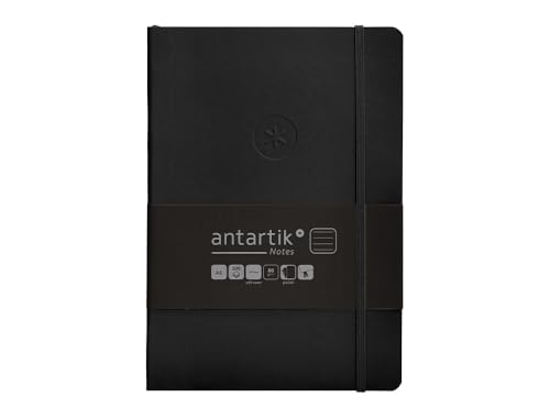 Antartik Notizheft mit Gummiband, weißer Deckel, A5 Blatt, gestreift, Schwarz, 80 Blatt, 80 g, FSC von Antartik