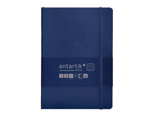 Antartik Notizheft mit Gummiband, weißer Deckel, A5 Blatt, kariert, Marineblau, 80 Blatt, 80 g, FSC von Antartik