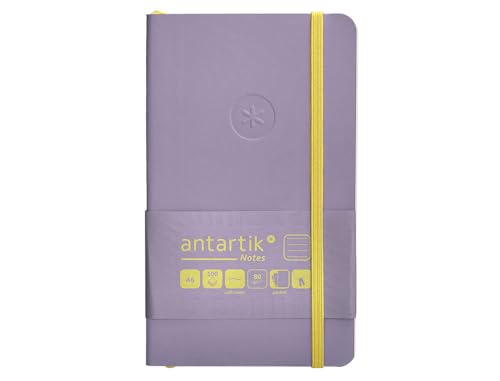 Antartik Notizheft mit Gummiband, weißer Deckel, A6, gestreift, Violett und Gelb, 100 Blatt, 80 g, FSC von Antartik