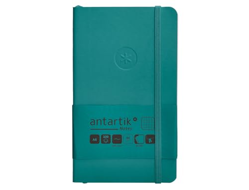 Antartik Notizheft mit Gummiband, weißer Deckel, A6, quadratisch, Aquamarin, 100 Blatt, 80 g, FSC von Antartik