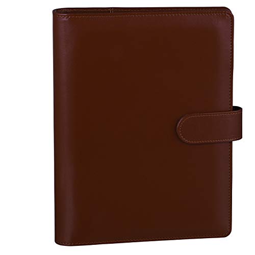 Antner A5 PU Leder Ringbuch, 6 runde Ringe nachfüllbar Notebook Binder für A5 Füllpapier Spiralbuch Reise Schreiben Notizbuch Tagebuch Binder Cover Braun von Antner