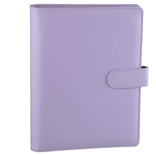 Antner A5 PU Leder Ringbuch, 6 runde Ringe nachfüllbar Notebook Binder für A5 Füllpapier Spiralbuch Reise Schreiben Notizbuch Tagebuch Binder Cover Lila von Antner