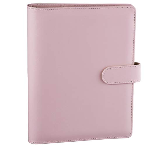 Antner A5 PU Leder Ringbuch, 6 runde Ringe nachfüllbar Notebook Binder für A5 Füllpapier Spiralbuch Reise Schreiben Notizbuch Tagebuch Binder Cover Pink von Antner