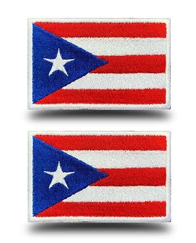 2 Stück Puerto Rico Flagge bestickte Applikation National Emblem Patches, taktischer Puerto Rican Military Patch mit Klettverschluss für Hüte, Rucksack, Jacken, Kleidung, Uniform, Team von Antrix